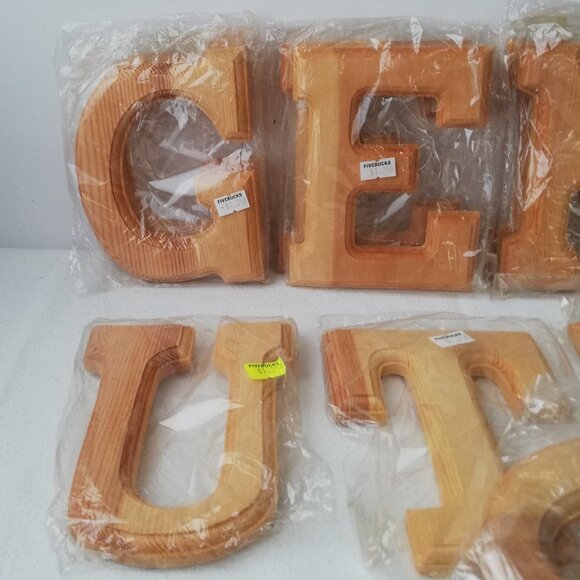 6" Beveled Wooden Letters 12 pcs Lot - Picture 5 of 6